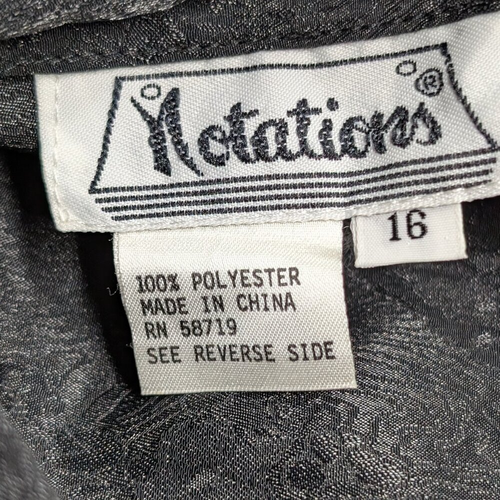 Notations Blouse Black Patterned Vintage Size 16 - image 8